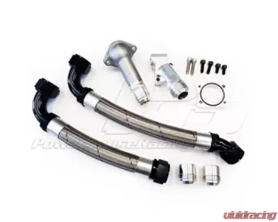 Powerhouse Racing Race Radiator Hose Kit 20AN Stainless Braided Hose Black Hose Ends OEM Mechanical Fan Setup Toyota Supra | Lexus SC300 1992-2000 - PHR 01010615.BK.M